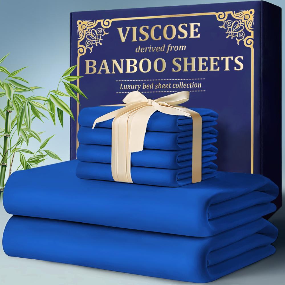 3/4pcs Cooling Bamboo Bed Sheet Set, Breathable and Close-Fitting, Comfortable and Super Soft, Large Bedding Set, Suitable for Hot Sleep, Washable and Machine Washable, All Seasons, Holiday Gift, Perfect for Bedrooms or Guest Rooms blue cat various color 3/4pcs Cooling Bamboo Bed Sheet Set, Breathable and Close-Fitting, Comfortable and Super Soft, Large Bedding Set, Suitable for Hot Sleep, Washable and Machine Washable, All Seasons, Holiday Gift, Perfect for Bedrooms or Guest Rooms blue cat various color