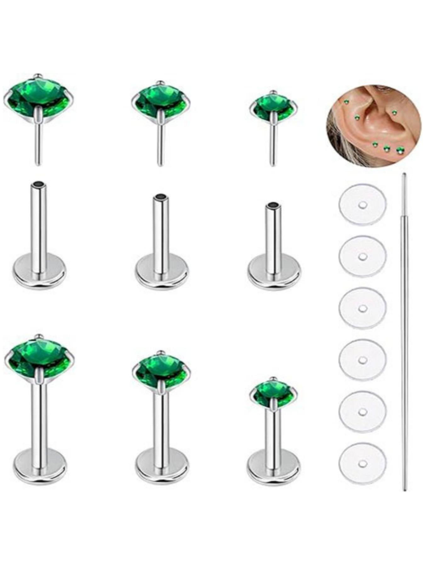6pcs Flat Bottom Earrings, Ear Screen, Ear Ring, Earlobe, Fashion Simple Human Piercing Jewelry, Trendy Accessories for Daily Wear