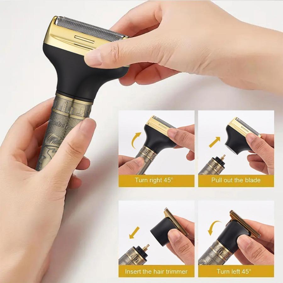 Electric Hair Shaver, 1 Set Electric Razor with Tool Accessories, Nose Hair Trimmer, Multifunctional Electric Razor, Men's Grooming Hair Tool, Waterproof Shaver Kit, USB Rechargeable Shaver Electric Hair Shaver, 1 Set Electric Razor with Tool Accessories, Nose Hair Trimmer, Multifunctional Electric Razor, Men's Grooming Hair Tool, Waterproof Shaver Kit, USB Rechargeable Shaver