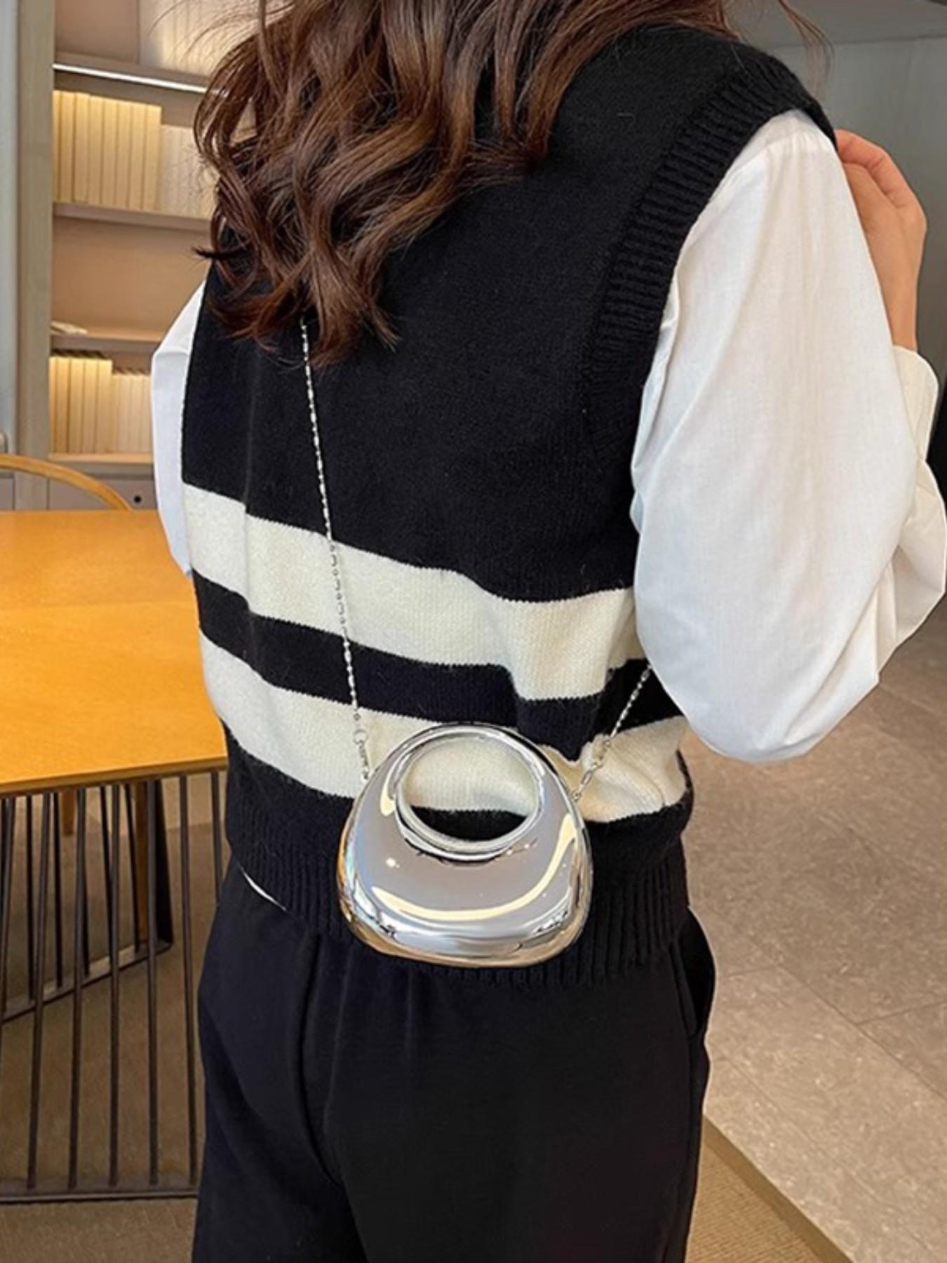 Sweet Cool Mini Acrylic Bag, Design Sensible Small Wallet, Single Shoulder Crossbody Chain Coin Accessory, Candy Color Shell Glossy Moon Box Party Handbag