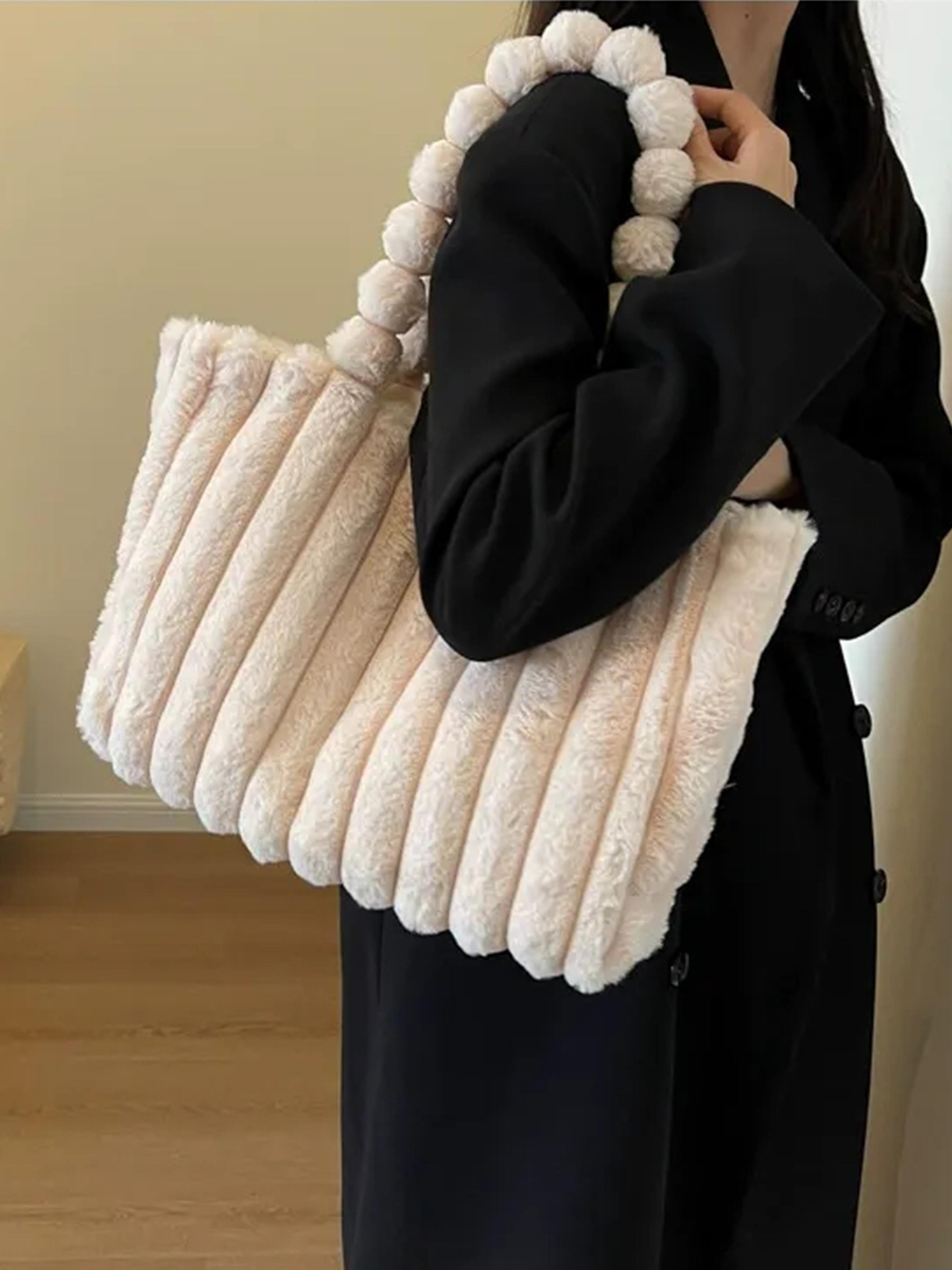 Valentine's Day Large Capacity Plush Tote Bag, Fashion Multi-Purpose Women's Shoulder Bag, Crossbody Tote Bag, Perfect for Winter, Stylish Spacious Handbag