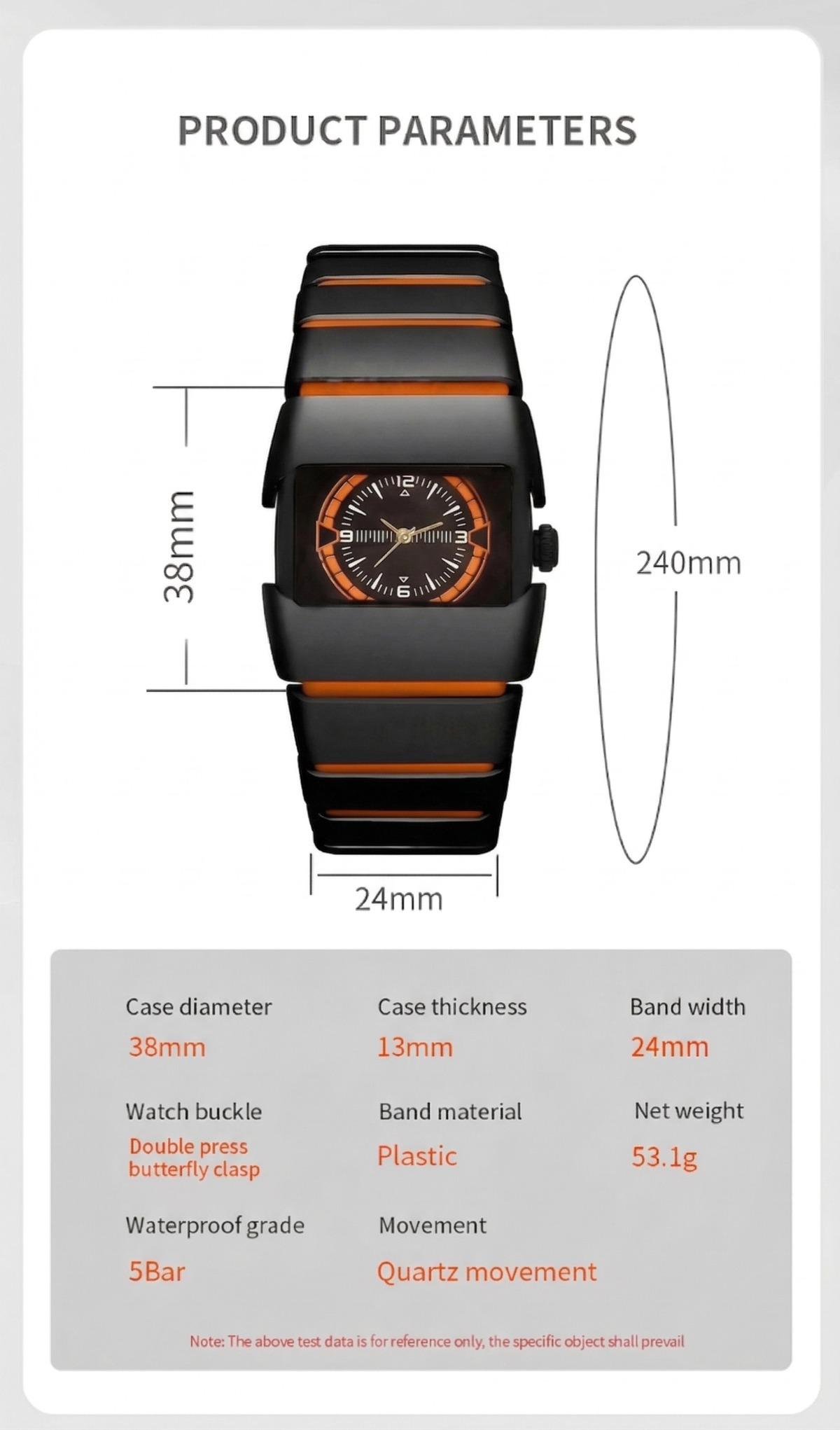 Men's Business Casual Analog Quartz Watch, Rectangle Dial Black Stainless Steel Band, Fashion Wristwatch with Gift Box