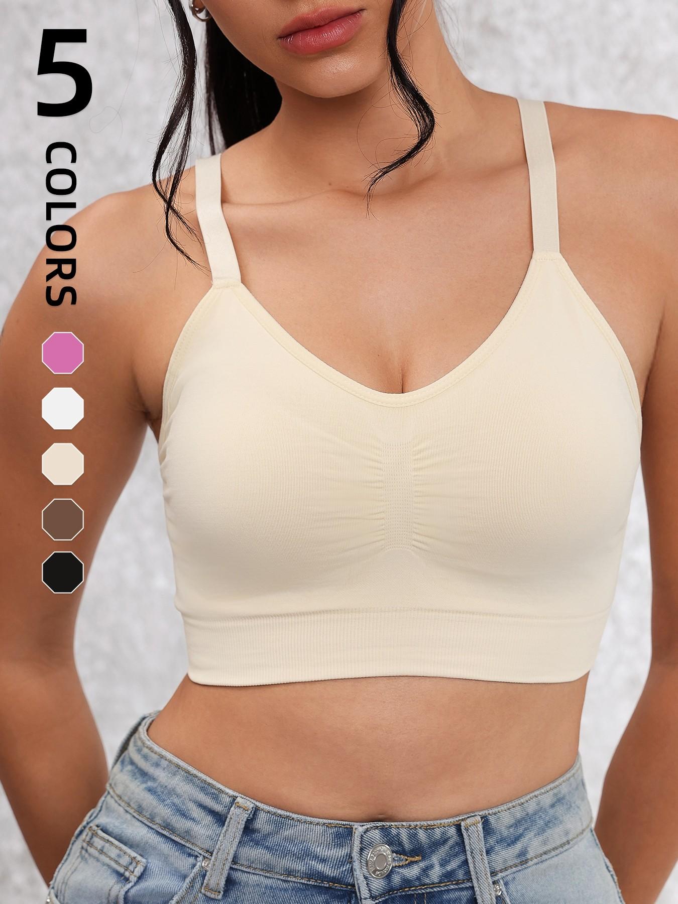 Women's Solid Seamless Sports Bra, Breathable Comfortable Activewear, Yoga Sports Bra, Ideal for Sports and Daily Wear in All Seasons