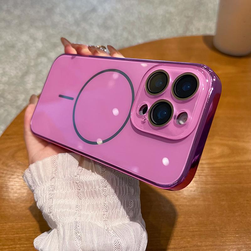 Compatible with iPhone 17 Pro Max/ 17 Pro/16/15/14/13/12 Pro Max Phone Case Magnetic phone case Electroplating protective cover phone case hlk04