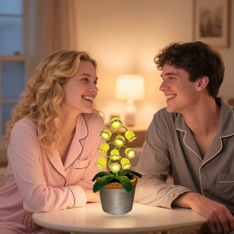 Product Introduction of Handmade Crocheted Halloween Lily of the Valley LED Lantern｜Multi-color lighting + DIY Spooky Card ｜Pumpkin Party Prop/Christmas Decor/Heartfelt Valentine's Gifts/Mother’s Day Gift Handmade Flower Lamp Bedside Nightlight 9