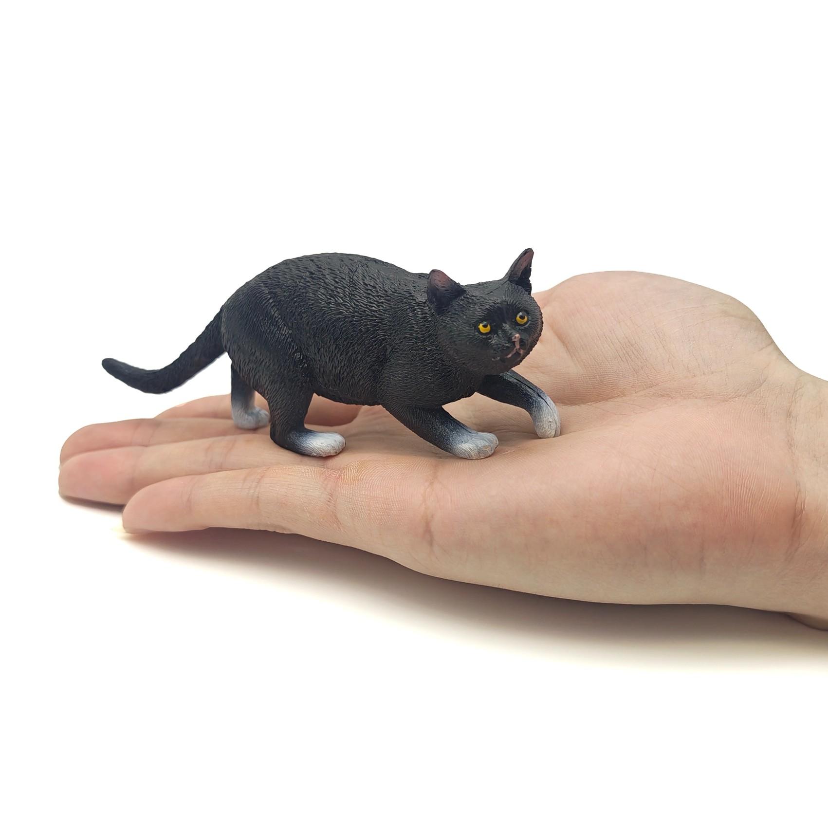 Unique Cat Figurine, Solid Plastic Wildlife Model, Perfect Home Office Desk Decoration, No Power Needed, Detailed Texture Design