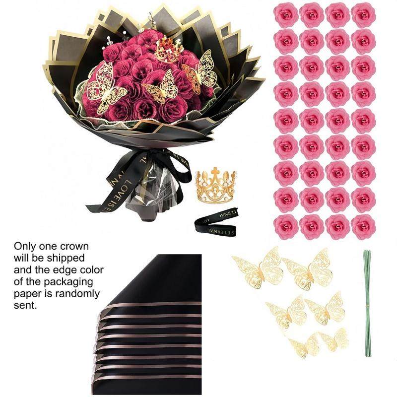 🌹Valentine's Flash Rose Bouquet Making Kit, 36pcs Artificial Roses, Decorative Artificial Flower, DIY Handmade Decorative Ornament, Home Room Decor, Romantic Gift for Weddings, Anniversaries