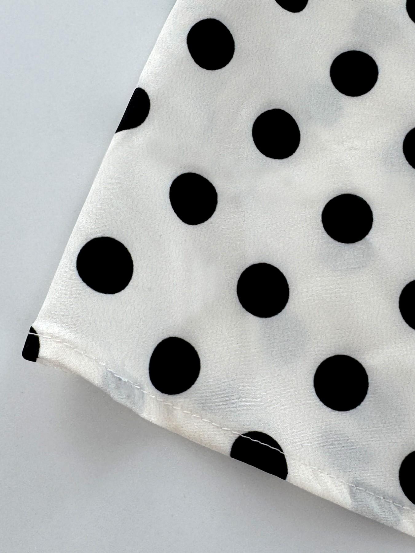 Women Off Shoulder Polka Dot Blouse Loose Puff Sleeve Top Flowy Boho Peasant Shirt Elastic Neckline Casual Summer Beach Vacation Chic Oversized Top White Black