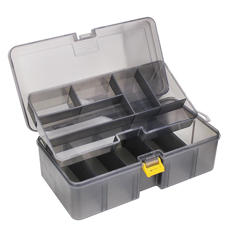 1pc Fishing Tackle Box - Double-Layer Transparent Gray Organizer with Removable Compartments, Multi-Functional Storage for Lures and Gear, Ideal for Offshore Fishing, Sea Fishing, Fishing Equipment, Fishing Supplies, Fishing Tackle Box