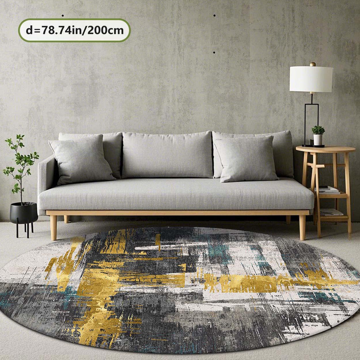 Abstract Pattern Round Rug, Modern Abstract Rug, Non-slip Soft Floor Mat, Decorative Carpet for Home Living Room Bedroom Hotel Coffee Shop