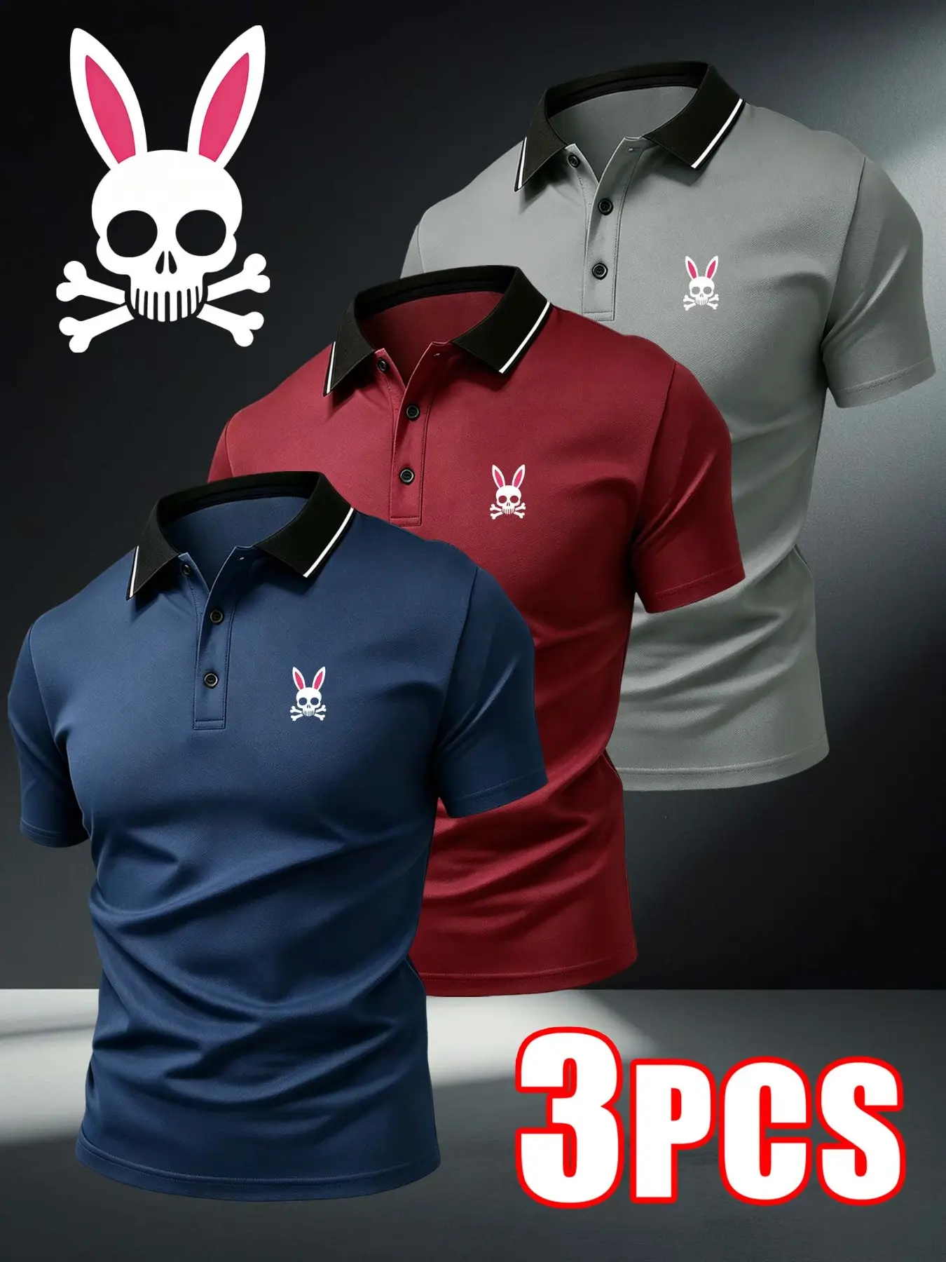 3pcs Men's Polo Shirts, Outdoor Golf & Equestrian Casual, Golf Casual Top, Breathable Quick-Dry, Slim Fit, Solid Pattern, Spring Summer Wear