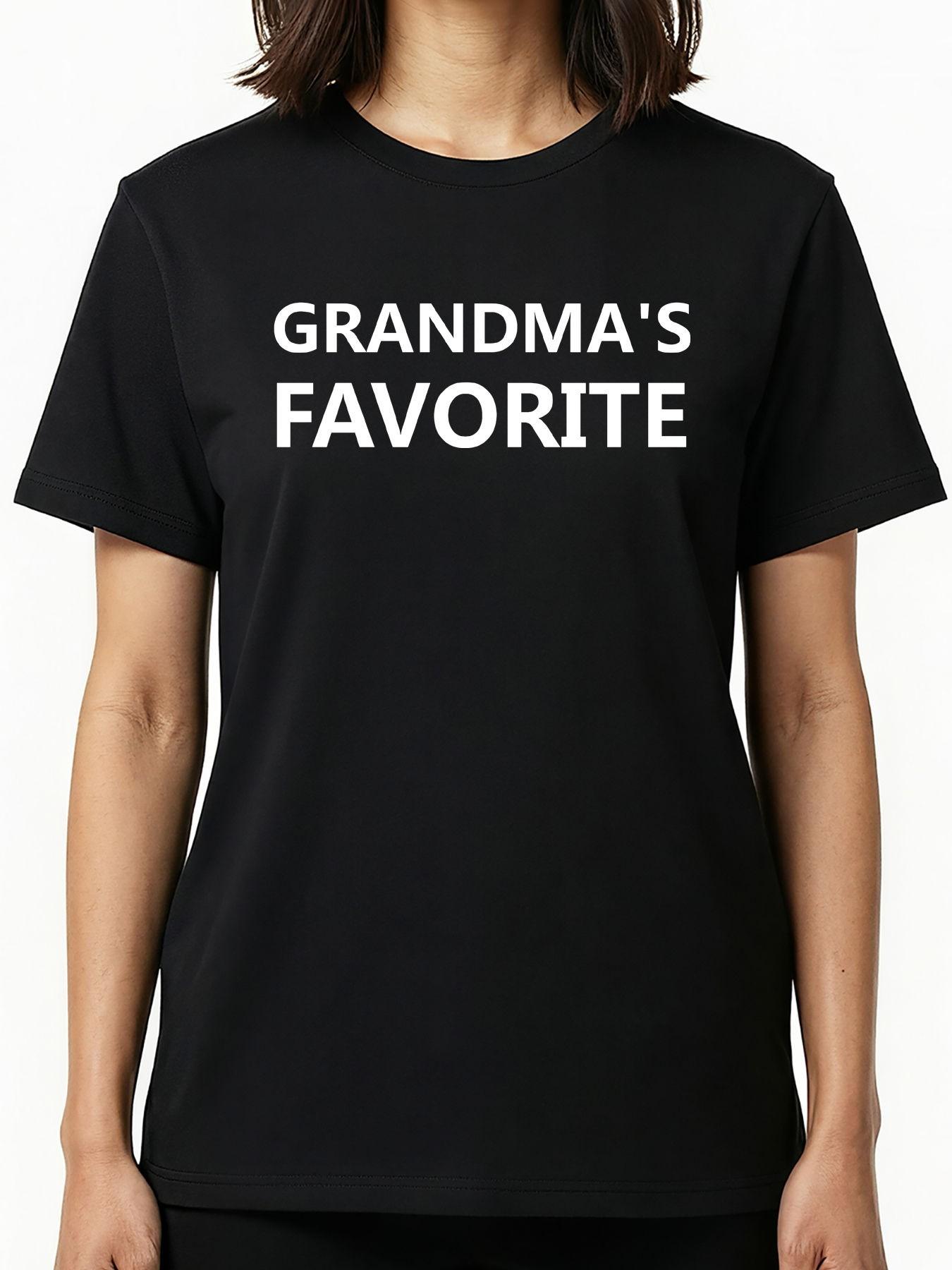Grandma's Favorite Graphic Tee, Funny Family Quote Top, Casual Short Sleeve Shirt, Slim-Fitting, Great Gift for Grandkids