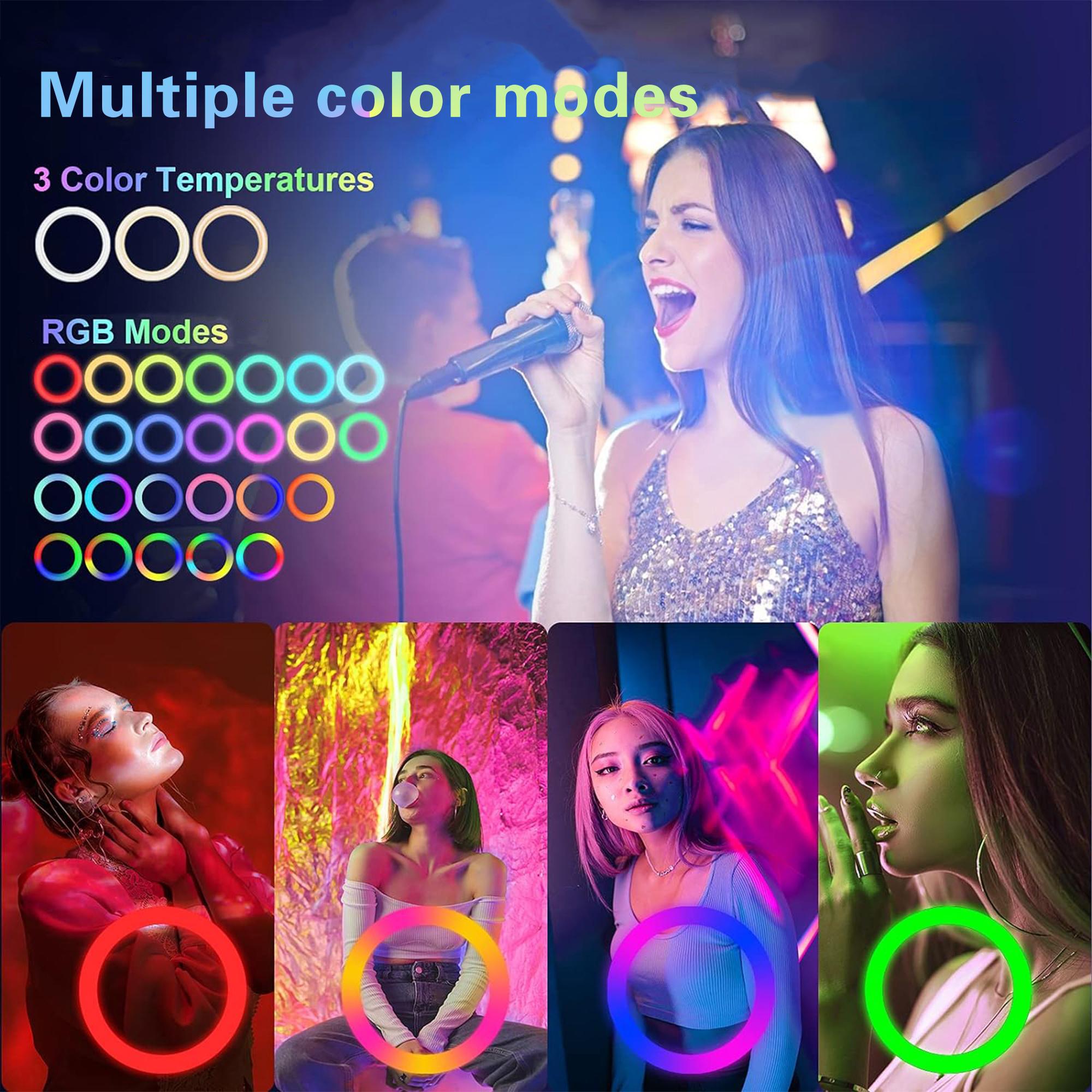 【Deal】12" RGB portable light with 43.3" Tripod Stand & 2 Phone Holder, LED Ringlight with Multiple RGB Colors Modes and 10 Brightness Dimmable for Makeup/Photography/Videos/Vlog/TikTok ring light glow content #video light #valentines day