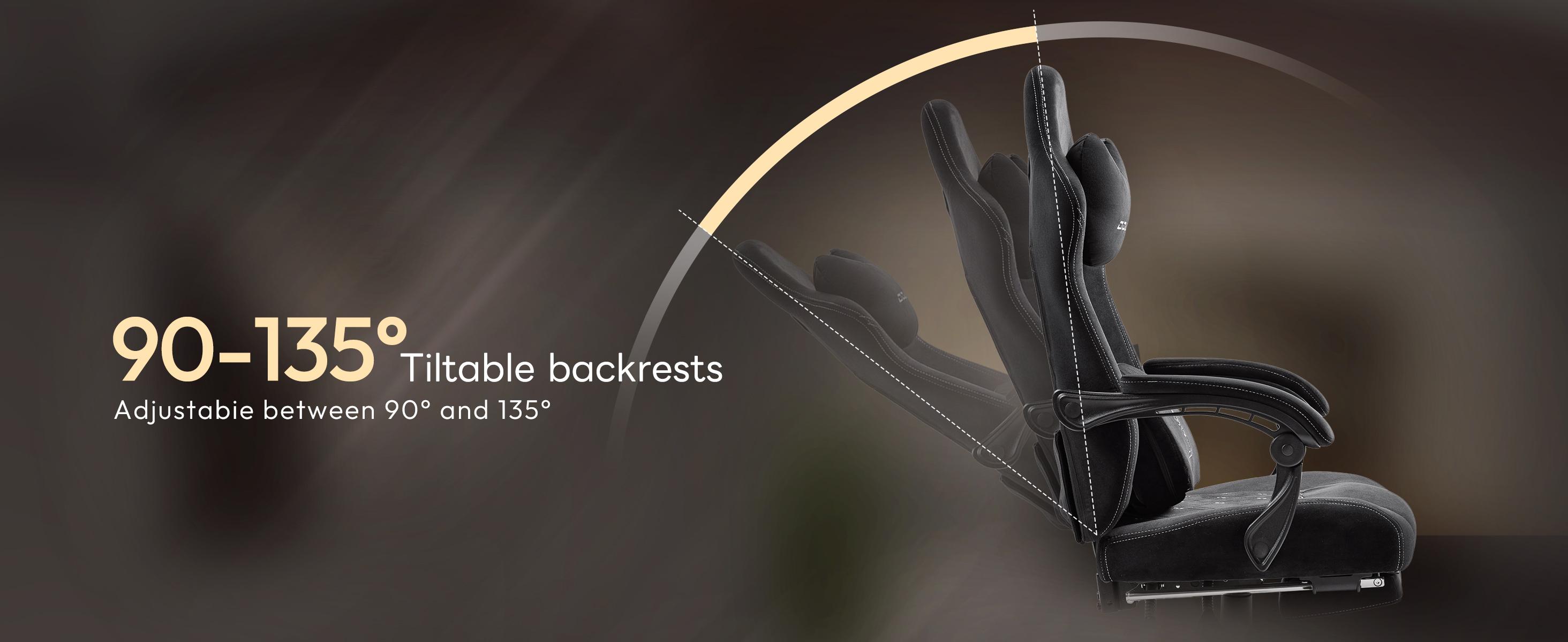 Dowinx Fabric Gaming Chair with Heated Massage Lumbar Support, Gaming Chairs for Adults, Big and Tall Gamer Chair with Pocket Spring Cushion and Footrest, Recliner High Back PC Chair for Adult, Black