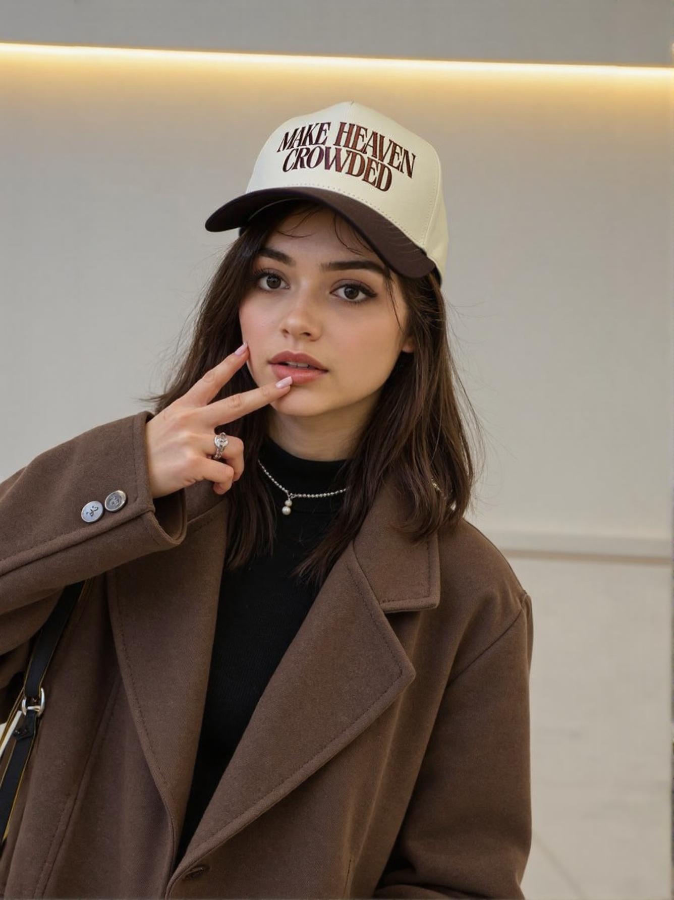 MAKE HEAVEN CROWDED TwoTone Trucker Hat,Embroidered Headwear,Adjustable Snapback,Trucker Cap,Faith Trucker Cap,Christian Gift,