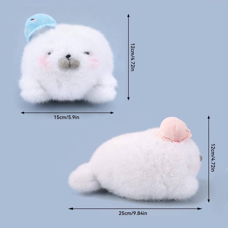 25cm/9.84in Healing Comfort Seal Plush Toy | Soft & Fluffy | 2 Cute Styles - Blue Sleepy/Pink Beady Eyes | Thoughtful Valentine’s Gift for Girlfriend & Loved One | Sweet Companion Doll for Kids’ Growth | Warm Hug Buddy for Cozy Days
