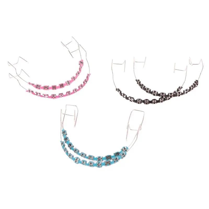 1 Pair Fashion Braces Colorful Temporary Tooth Decoration with Metal Wires Metal Bracket Orthodontic Ligature Ties High Quality 1 Pair Fashion Braces Colorful Temporary Tooth Decoration with Metal Wires Metal Bracket Orthodontic Ligature Ties High Quality