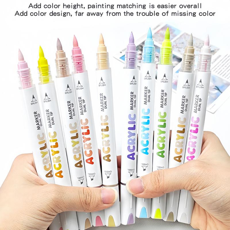 Acrylic Paint Pens Dual Tip Brush & Chisel Tip, Art Color Set Acrylic Paint Markers Automatic Ink Control,for Rock Painting,Ceramic,Wood, Canvas,Glass, Stone,Fabric,Card Making,DIY & Art Supplies, Acrylic Art Kit