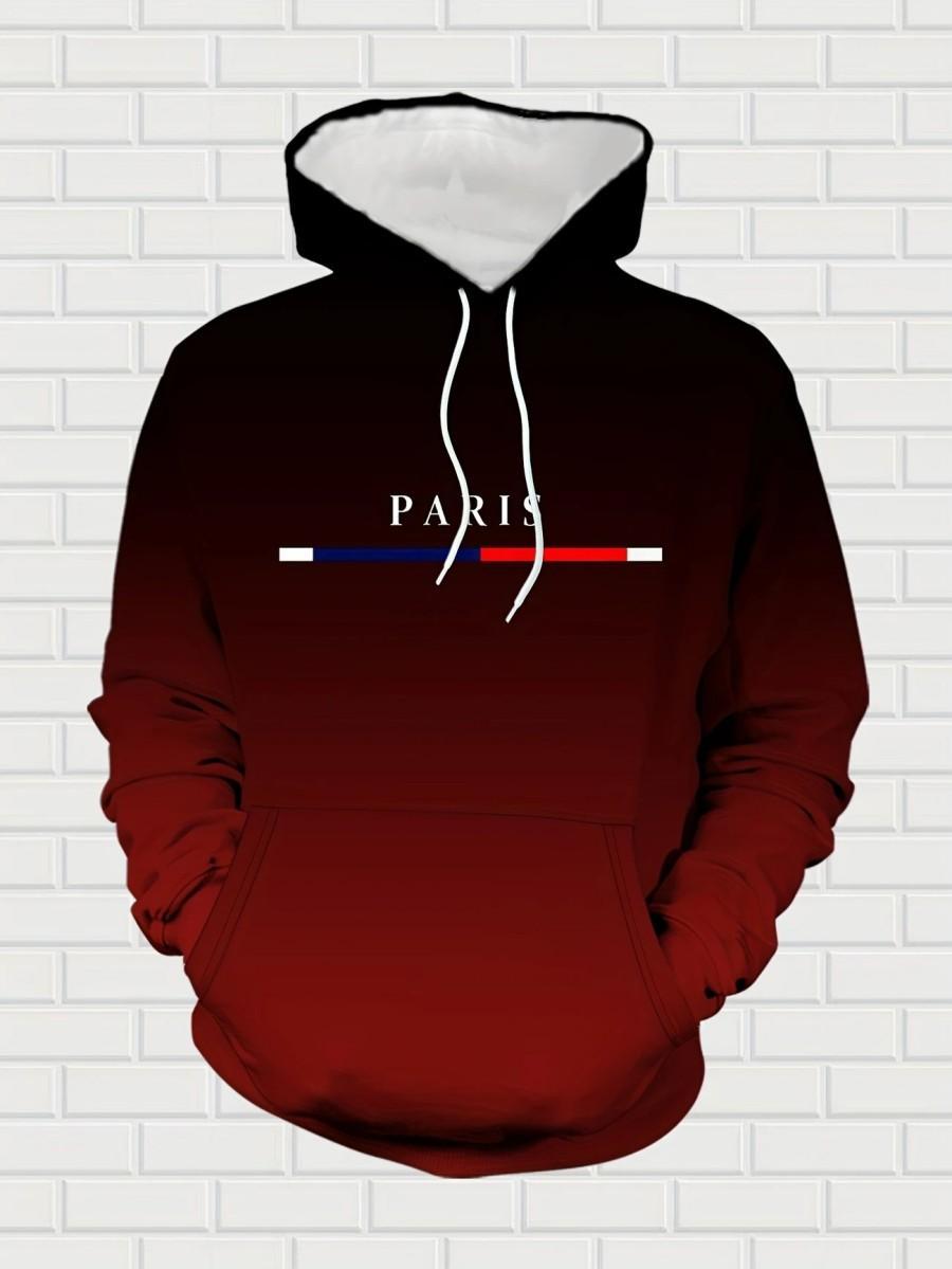 Autumn and Winter Black and Red Gradual Color Change 2026 Hot Selling Men's Street Fashion Hoodie Set