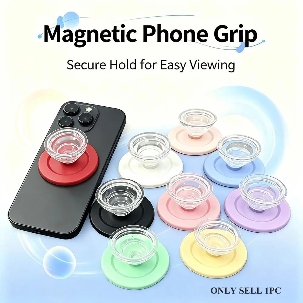 Magnetic Phone Grip Kickstand for MagSafe, 3-Level Height Adjustable Expandable Air Sac Pop Socket, Strong Magnets, Universal for iPhone & Android with Magnetic Ring Adapter, Magnetic Phone Holder