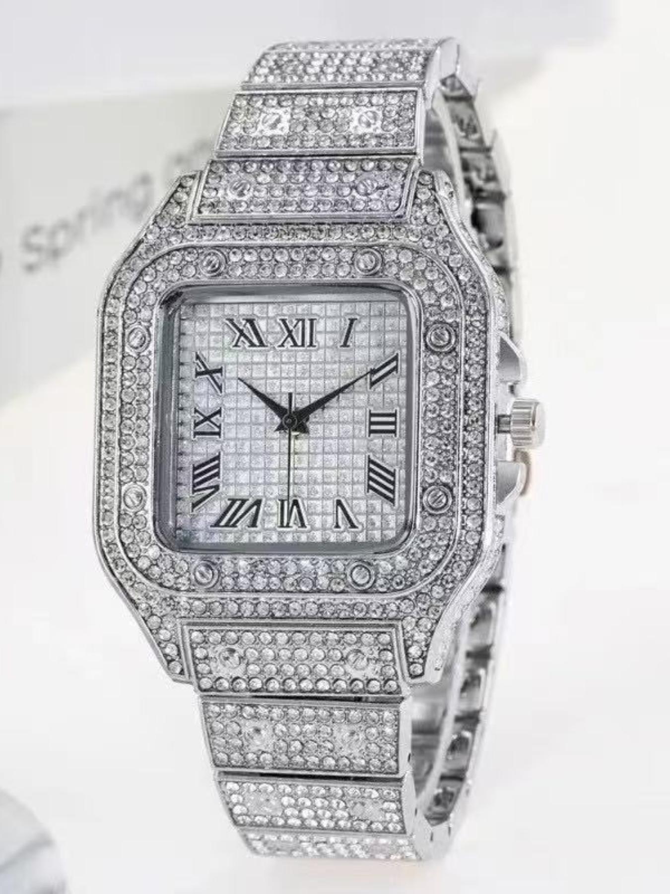 Men's Casual Fashion Quartz Watch, Elegant Square Dial Rhinestone Decorated Alloy Case Wristwatch, Classic Simple Fashion Street Style For All Seasons, Black Friday Deal Watch Suitable For Casual Business Wear, Birthday Christmas Gift Men's Casual Fashion Quartz Watch, Elegant Square Dial Rhinestone Decorated Alloy Case Wristwatch, Classic Simple Fashion Street Style For All Seasons, Black Friday Deal Watch Suitable For Casual Business Wear, Birthday Christmas Gift