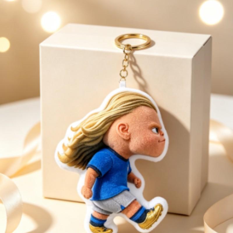 Football World Cup Star Plush Toy Harland Doll, Bag Pendant Stuffed Animal Keychain Charm, Memorial Gift, Collectible Souvenir