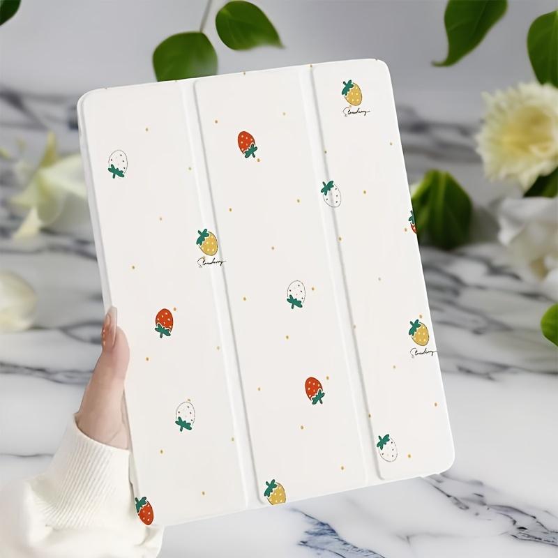 A colorful little strawberry pattern 70% off phone stand, foldable, non-slip, adjustable stand, suitable for iPad Air 4/5( 10.9inch ), 7/8/9( 10.2inch ), 5/6/Air 1/2( 9.7inch ), Air 3( 10.5inch ), Pro( 11inch ), 10th generation devices, Accessories, Table