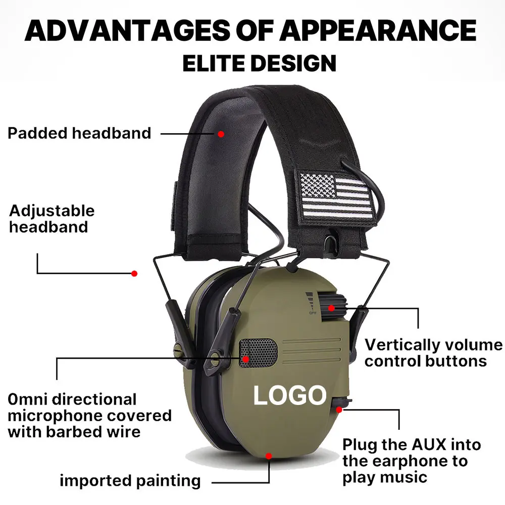 23dB NRR Electronic Hearing Protection Earmuffs with Bluetooth 5.2, 6X Sound Amplification, 0.02s Noise Compression and 3.5mm Audio Input