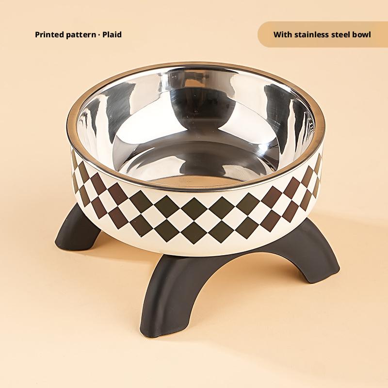 Cat High-Heeled Bowl Neck Protection, Pet Stainless Steel Bowl, Anti-Slip Non-Tip Dog Bowl, Durable Feeding Dish for Pets