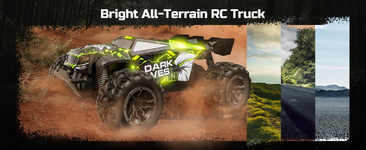 DEERC Remote Control Car, Glowing Eagle RC Cars, W/ 2 Rechargeable Batteries for 40 Min Play, 2.4Ghz All Terrain Off-Road RC Monster Truck Toys Electronics Durable