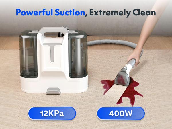 【TikTokShopBlackFriday】FlexiSpot K1 400W-12KPa Smart Portable Spot Cleaner, Handheld Carpet and Upholstery Cleaner with 6 Brushes, Large 61oz Tank, Spray & Suction Integration for Home, Sofa, Hard Floor, Car Interior, and Pet Stains
