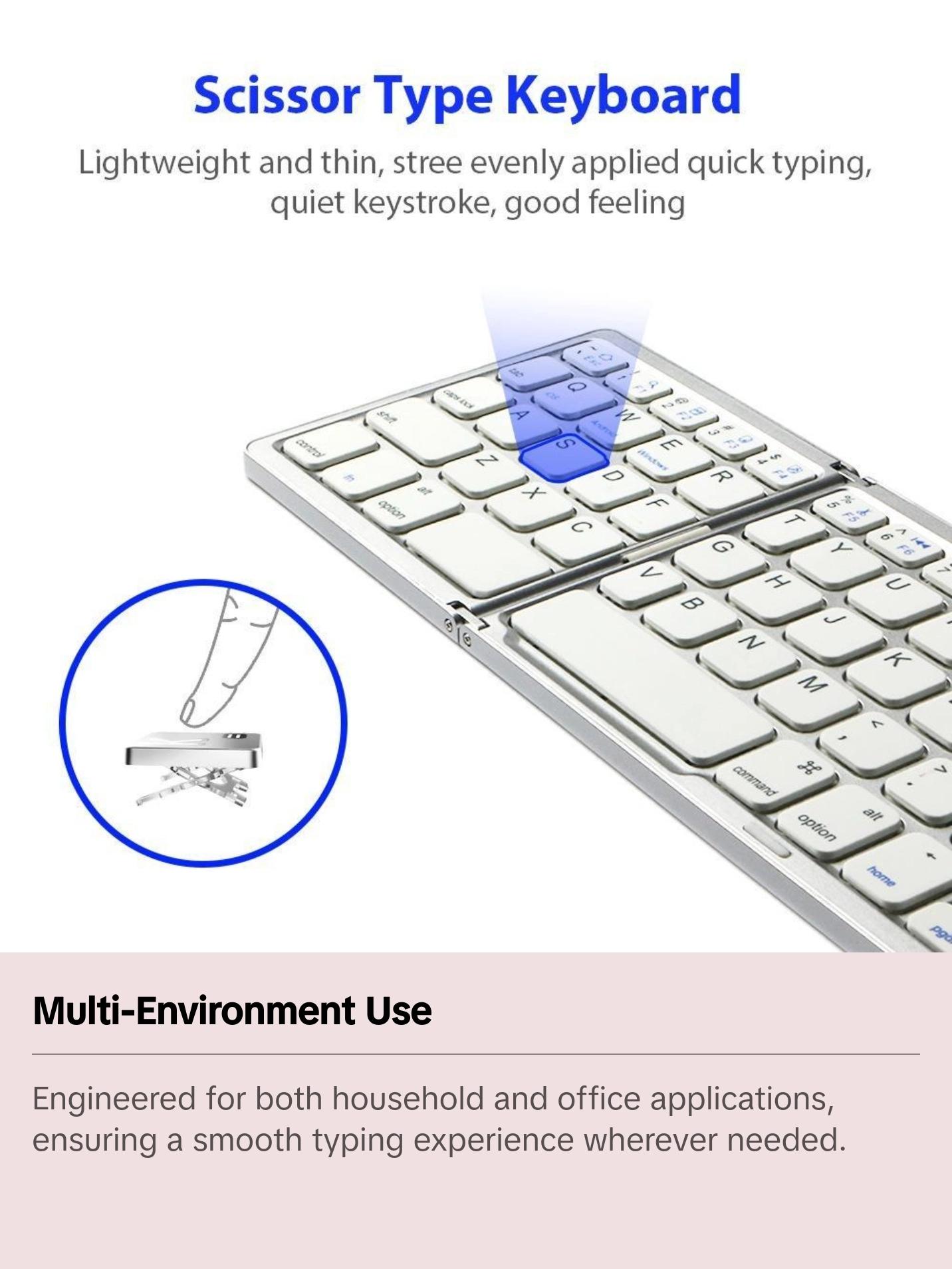 Ultra-Thin Wireless Mini Three-Fold BT-compatible Keyboard, Portable and Compact Design, Ideal for Travel and Daily Use, Easy Connectivity, Folding Wireless Keyboard