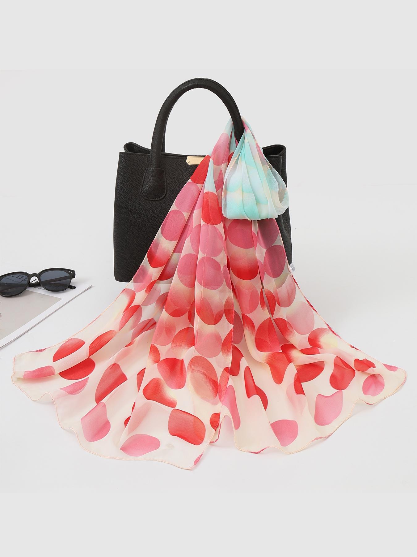 Women's Geometric Print Chiffon Scarf, Loose-Fit Fashion Neck Warmer, Spring & Fall Lightweight Sun Protection Wrap, Casual Style Accessory