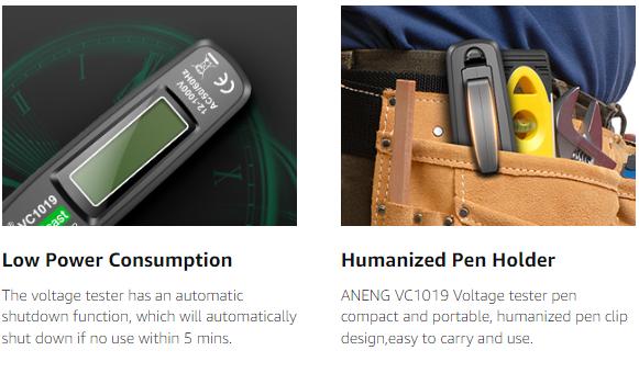 Voice Broadcast Non Contact Voltage tester with Range ,Live/Null Wire Electrical Tools with LCD Display,Flashlight,Pocket-Sized Pen Dector,Buzzer Alarm,Wire Breakpoint Finder