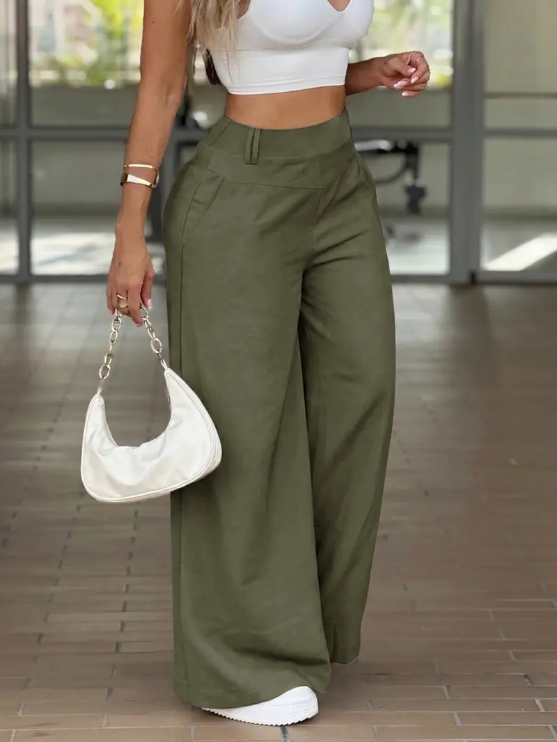 KAYWIDE Basic Style Casual Versatile Loose Straight Leg High Waist Flowy Wide Leg Pants, Comfortable and Stylish, Perfect for Everyday Wear