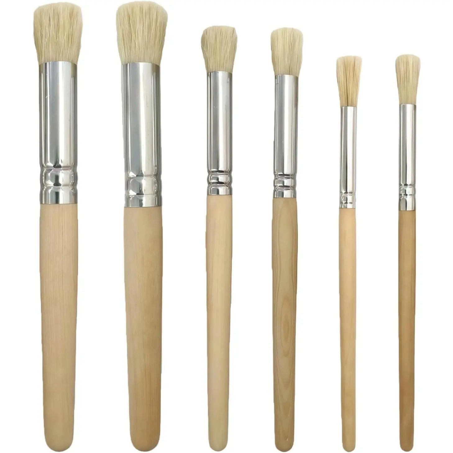 6 Pack Stencil Brushes Set, 3 Sizes Bristle Wooden Handle Brushes for House Wall Painting, Stencil, Card Making Canvas & DIY Crafts and Acrylic Oil Watercolor Painting
