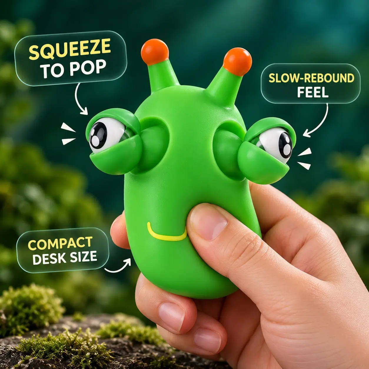 Cartoon Bug Slow Rebound Stress Relief Toy, Green Cute Snail Shape, Office Desk Decor, Adult Stress Release, Student Anxiety Relief, Creative Desktop Ornament