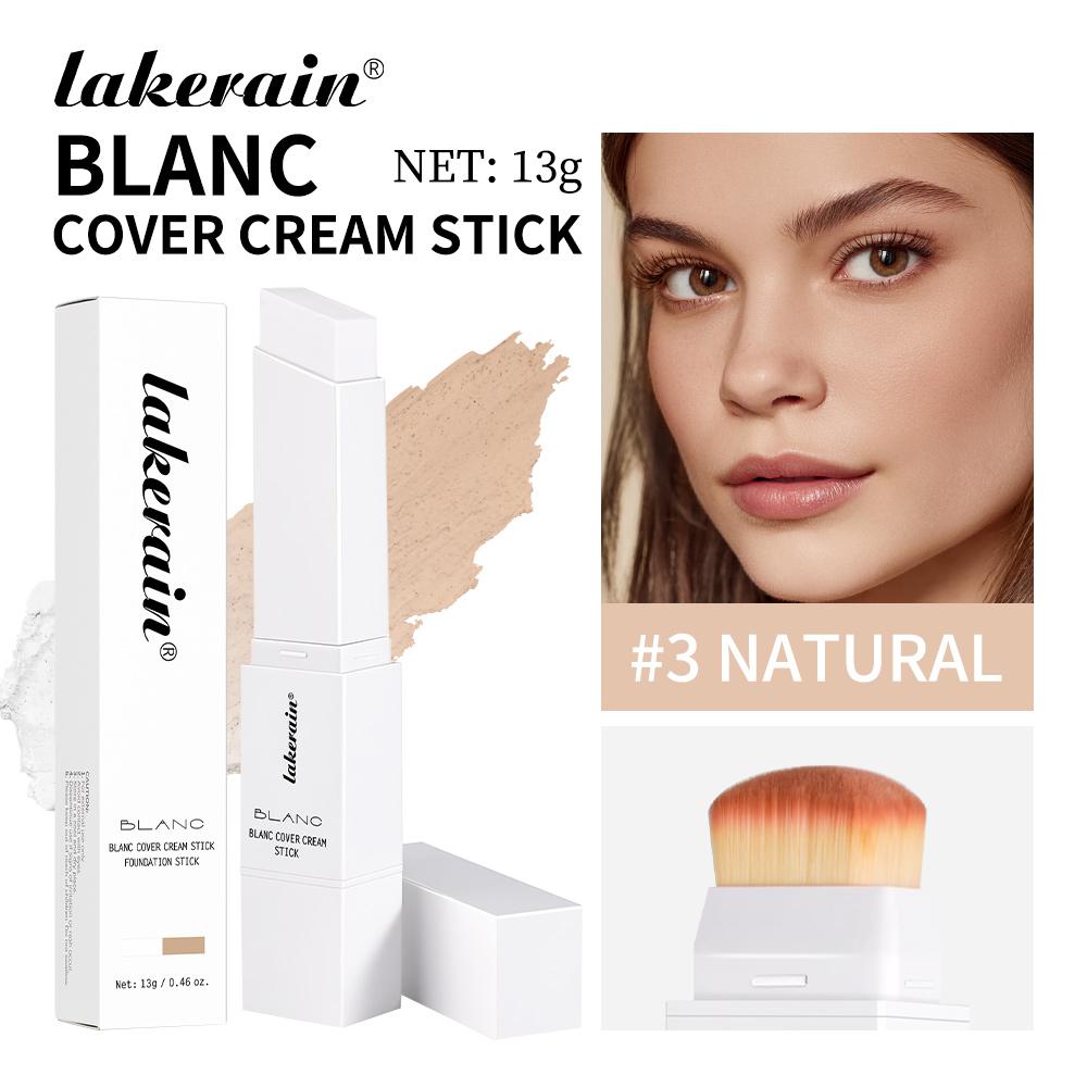 Long-Lasting Color-Adapting Foundation Stick, Flawless Foundation, Medium to High Coverage, Self-Adjusting to Skin Tone (White Base), Oil-Free & Lightweight, Dual-Ended with Built in Brush, 5 Shades for All Skin Tones, Face Makeup