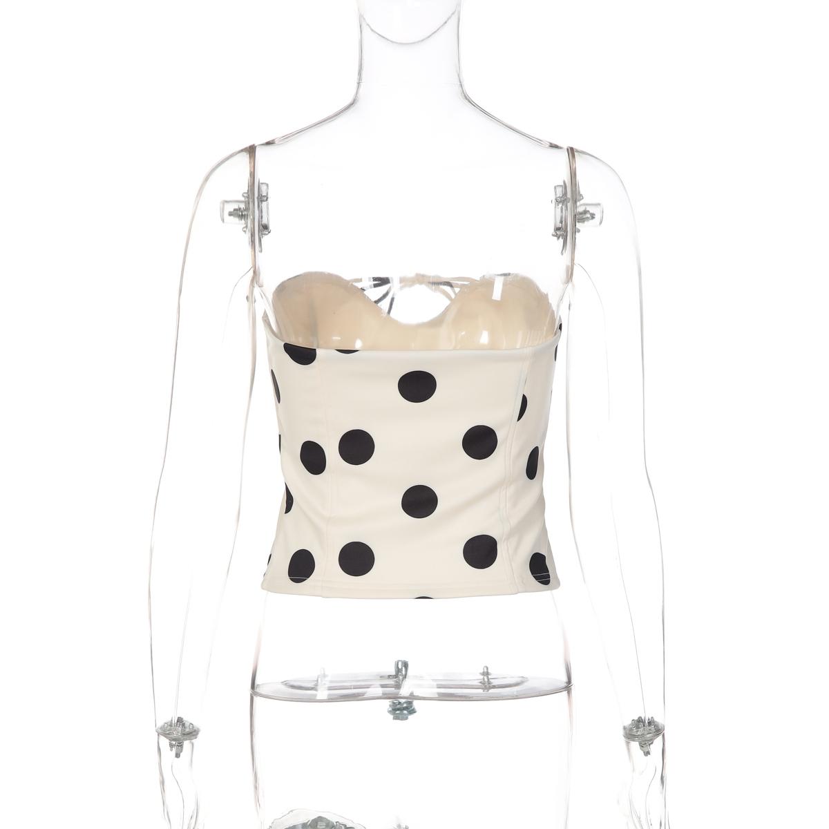 Women Summer Sexy Strapless Polka Dot Party Club Beach Vacation Tube Tops