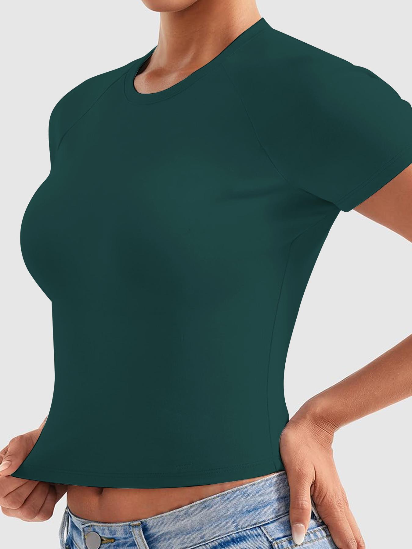 Seamless Workout Tank Top T-Shirts; Seamless Yoga Top for Outdoor Sports Casual Quick-Dry Fitness Top for Running High-Stretch Moisture-Wicking Seamless Tight-Fit Short-Sleeved Workout T-Shirt, Breathable Workout Tops, Gym Workout Wear