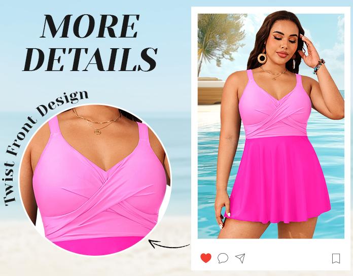 Aqua Eve Plus Size Swim Dress - Two Piece Tankini Swimsuit Tummy Control Bathing Suit with Shorts