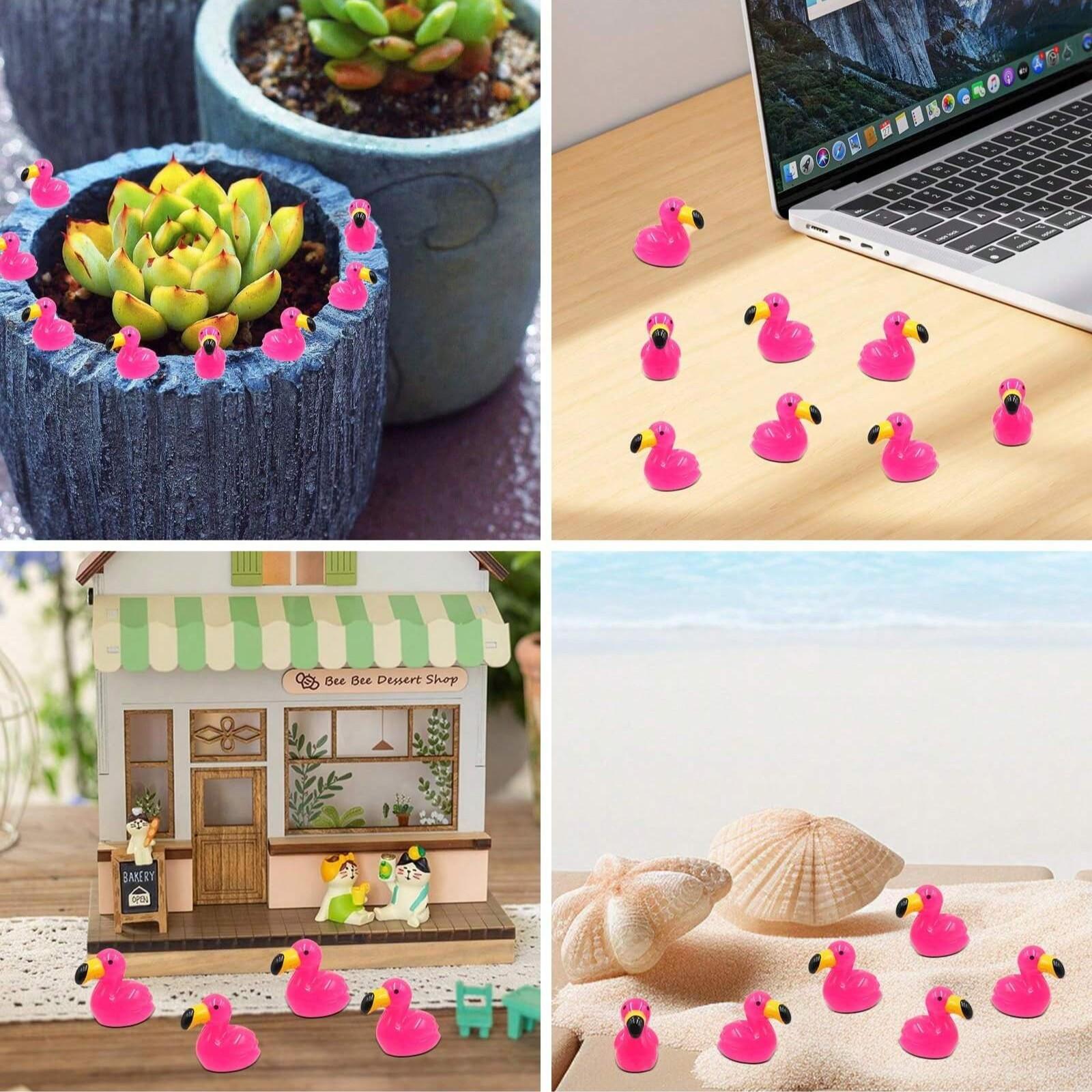 10/50/100 Pcs Mini Resin Flamingo Ducks, Flamingo Tiny Ducks, Cute Flamingo Figurines Ideal For Cake Topper Garden Dollhouse Landscape Aquarium Ornaments Decoration DIY Crafts