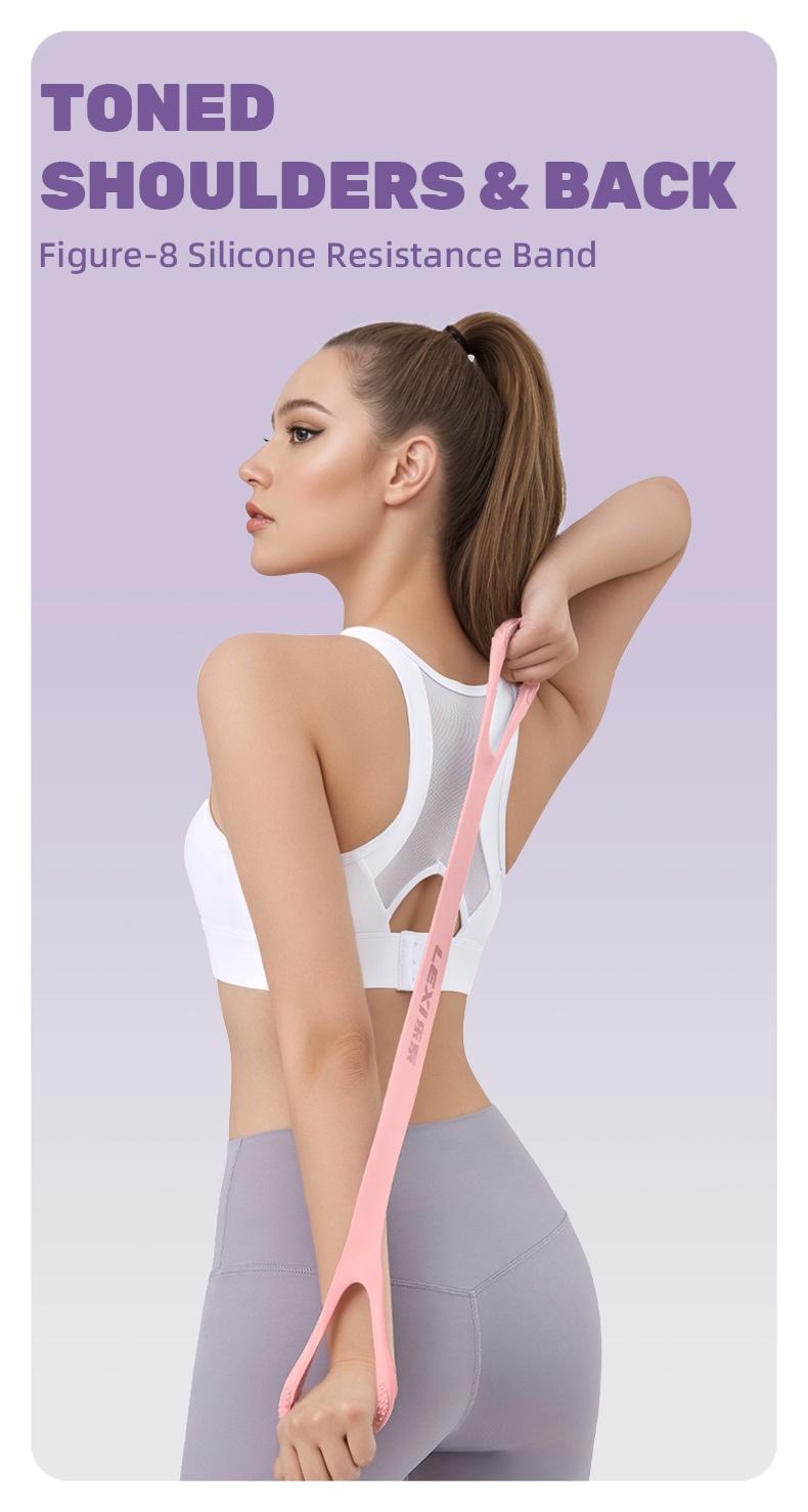 L2 Resistance Bands Figure 8 Exercise Bands for Women Silicone Material Expander Band Back toning Arms Chest Home Gym Yoga Equipment Quick Workout for Muscle Toning Physical Therapy Stretching Gear