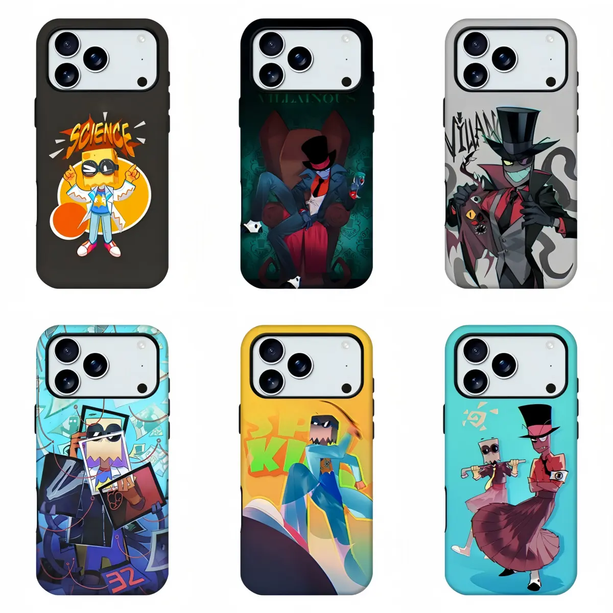 Villainous Black Hat Cartoon Print Phone Case, Anime Dr Flug Trendy Character Shockproof Animation Fans Mobile Phone Shell for iPhone11 12 13 14 15 16 17pro max and Samsung S21-S26 .Perfect for Her/HimGirly Phone Caseslovely gift