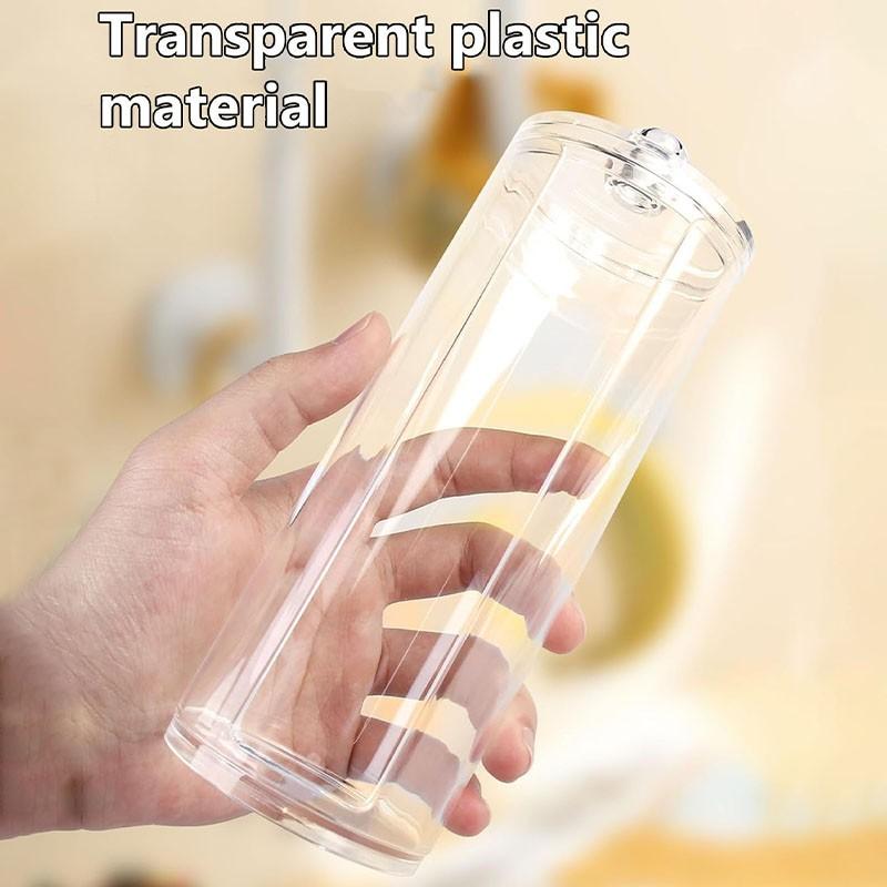 Bow Pattern Transparent Cotton Pad Box, Cylindrical Large Capacity Storage, Washable & Easy to Clean, Ideal for Beauty Tools, Plastic Canister Jar