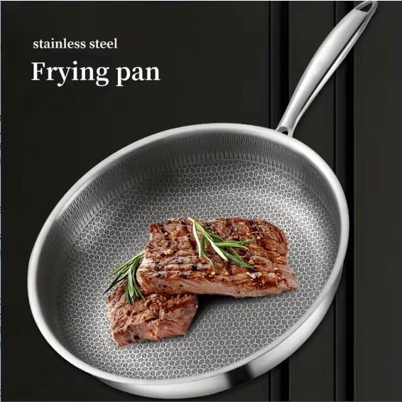 Full Honeycomb Mesh Stainless Steel Non-Stick Frying Pan Multi-Use Integrated Skillet Nonstick Coating Pan Durable Induction Cookware Wholesale Direct Factory Supply For Home Kitchen Cooking Steak Egg Pancake