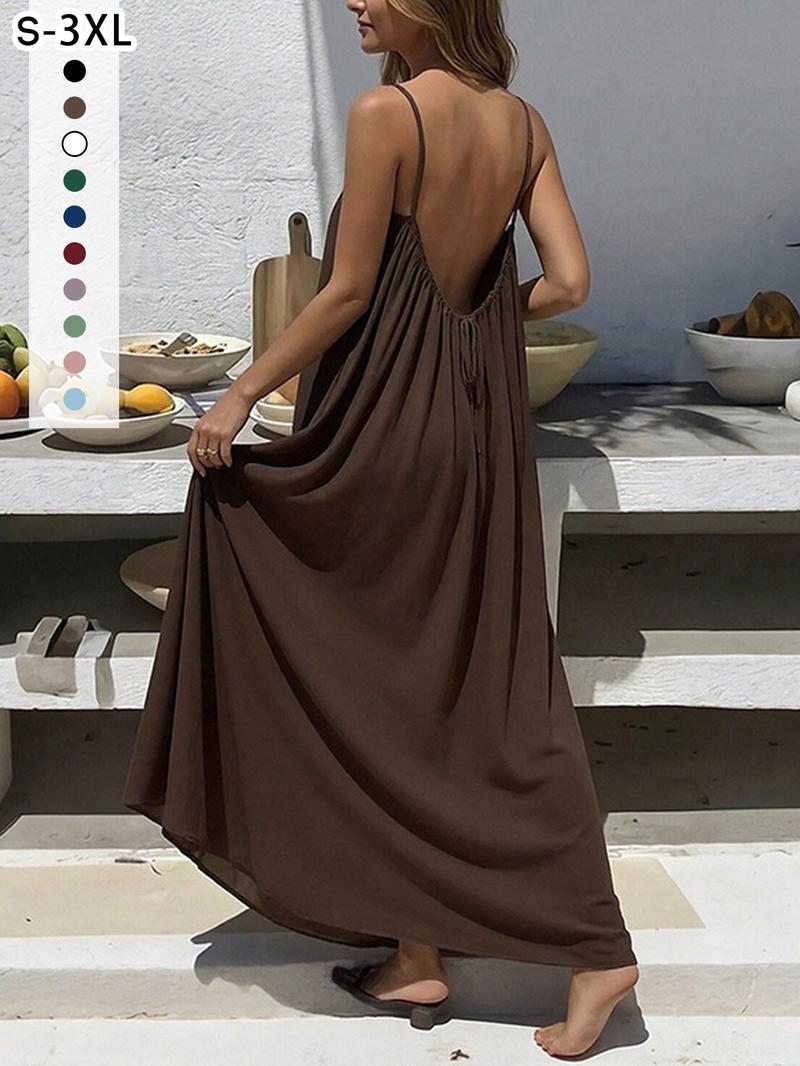 New Women's Backless Strap Dress, Loose Fit Homewear, Sexy Sleepwear, Beach Cover-Up, Multiple Colors & Sizes Available