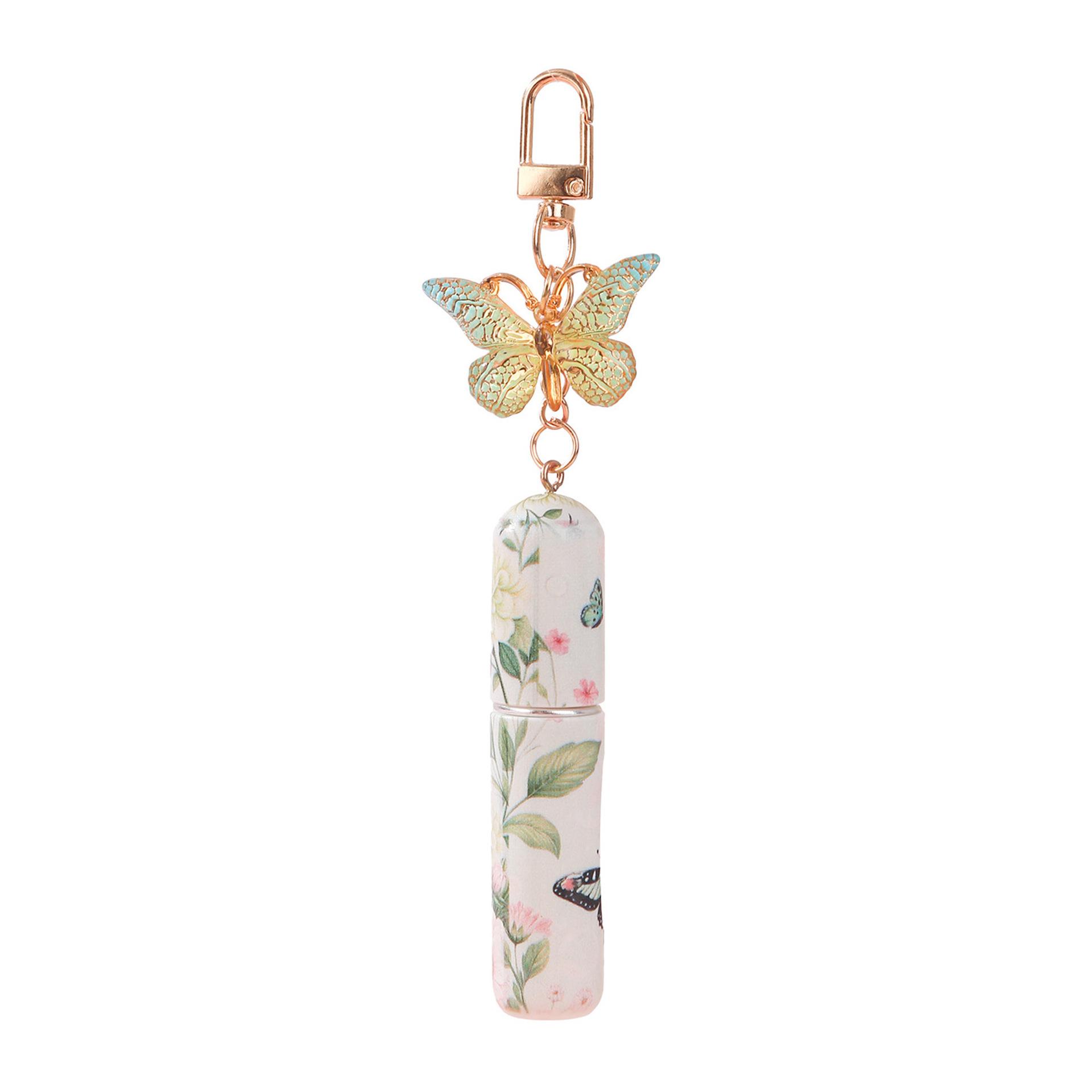 5Pcs butterfly perfume refillable bottles with girly style. 5ML bottom filling design, can be used as keychain and bag charm. Portable travel size for easy fragrance refill, delicate and stylish for daily use.