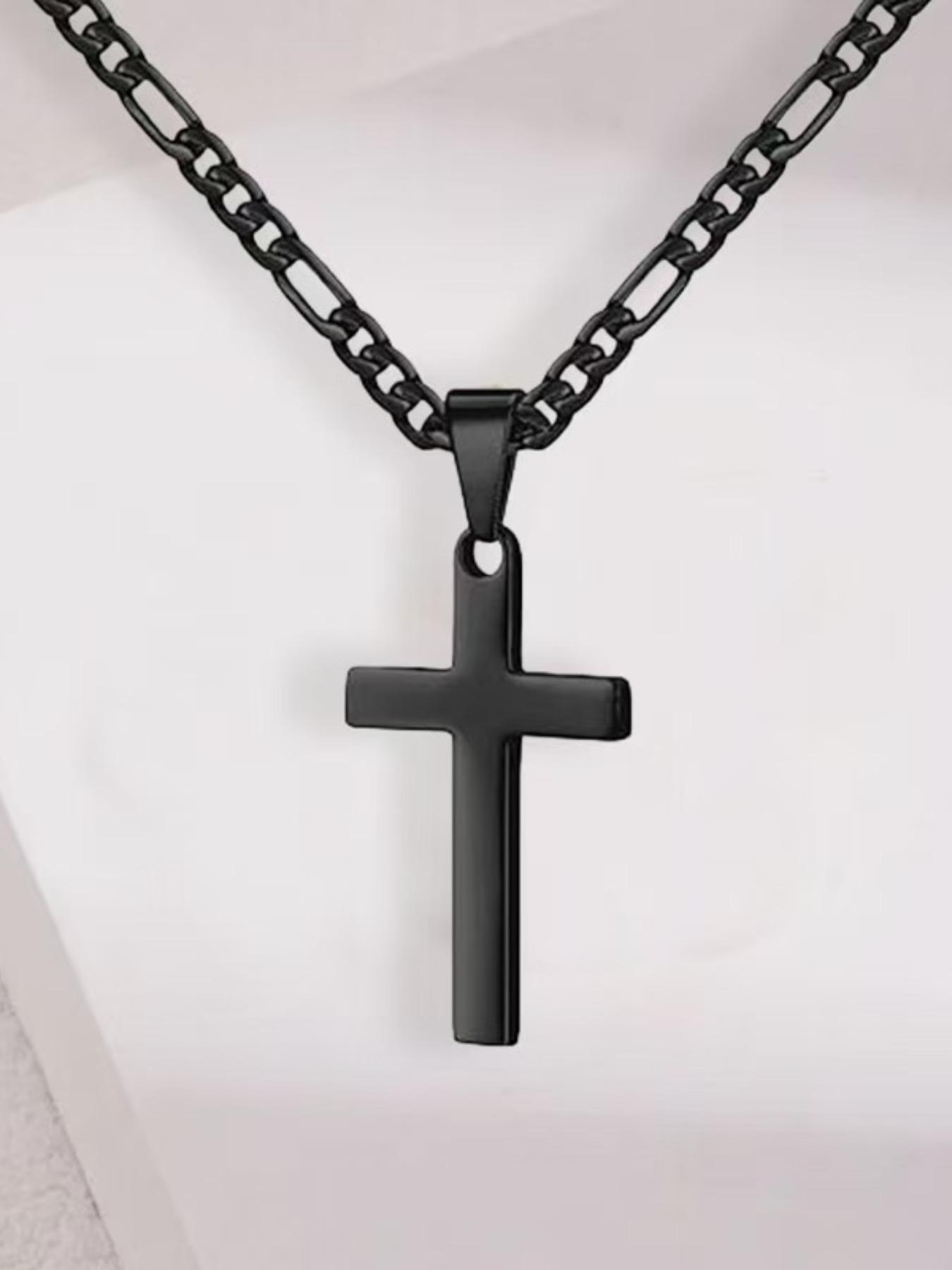 Cross Necklace for Men, Minimalist Style, Long Chain Collarbone Pendant, Smooth Finish, Luxury Unique Necklace, Recommended for Back-To-School Season