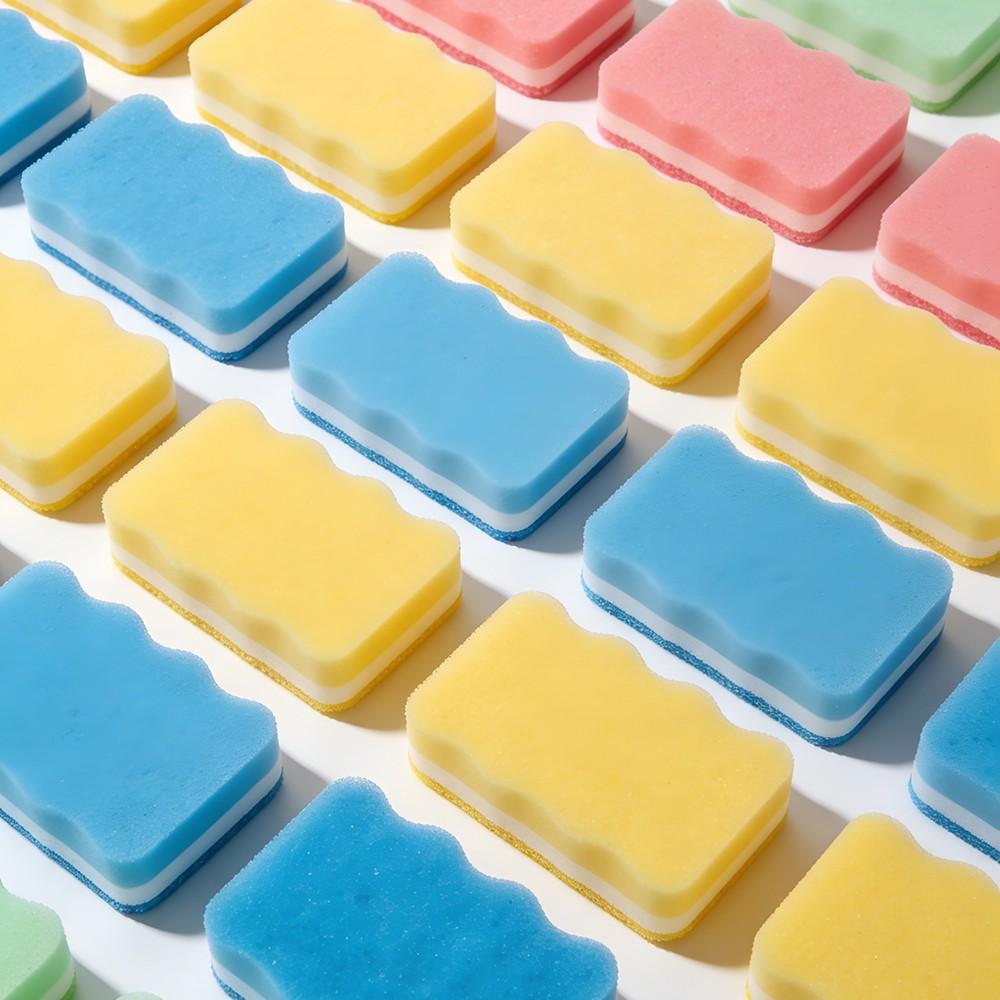 Wave Edge Cleaning Sponge Set, Soft Non-Scratch Kitchen Sponges, Deep Clean Oil Stains, Simple Fresh Design, Daily Household Use